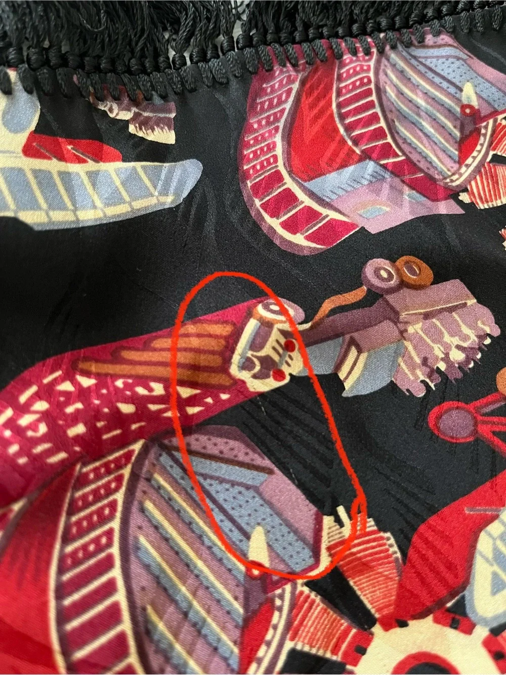 RARE Vintage Shady Character 100% SILK Fringe Scarf Made In New York USA